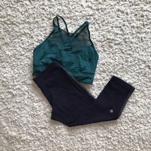 Lululemon Dark Purple Crops with Stripe